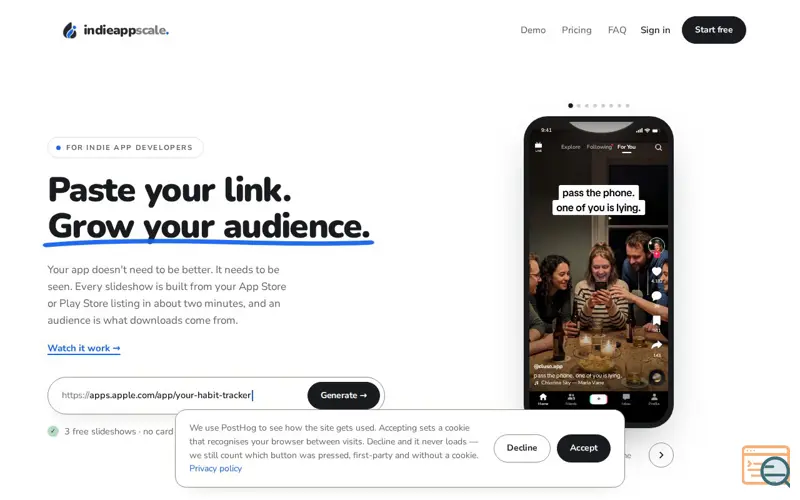 Screenshot of IndieAppScale