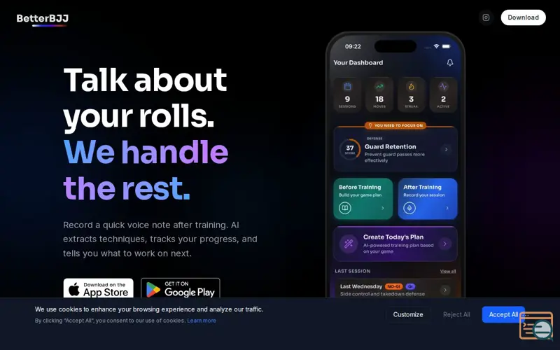 Screenshot of BetterBJJ