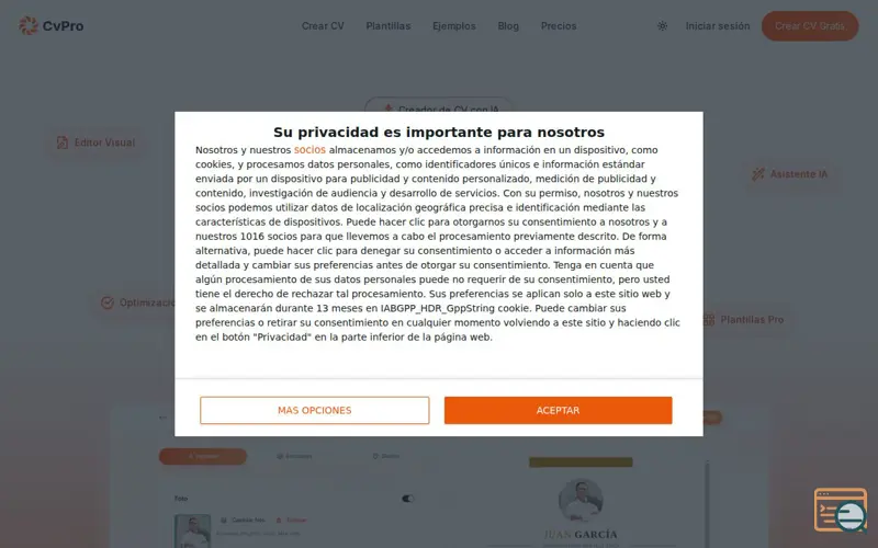 Screenshot of CvPro