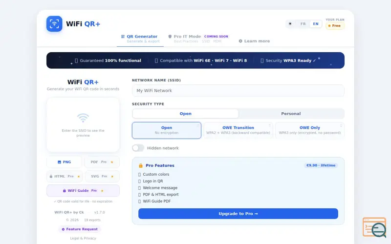 Screenshot of WiFi QR+