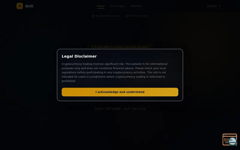 Screenshot of GcG — Crypto Exchange Rebate Comparison