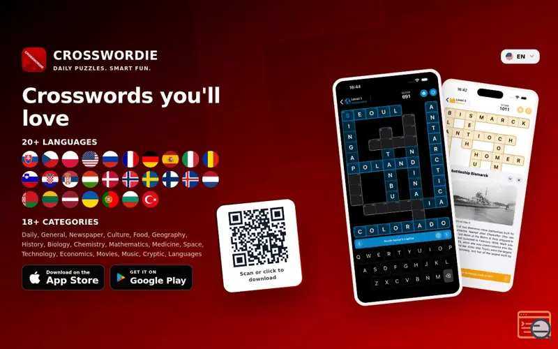 Screenshot of Crosswordie, a launch using Seznam Webmaster
