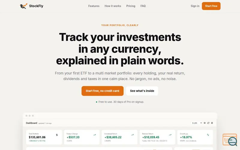 Screenshot of Stockfly
