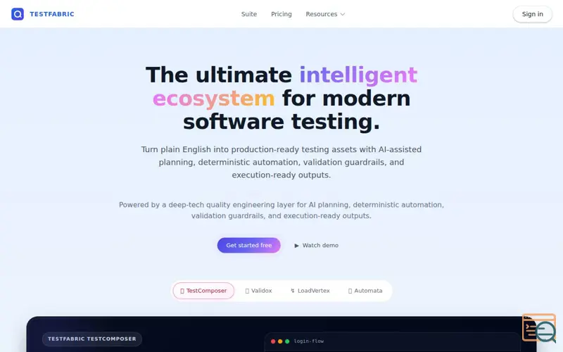 Screenshot of TestFabric