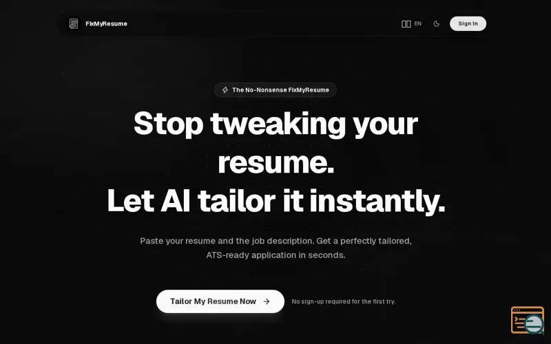 Screenshot of FixMyResume