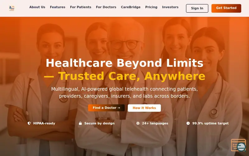 Screenshot of Tele Medicine Software, a launch using Vite