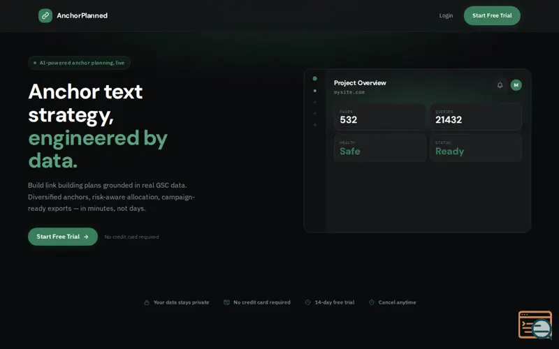 Screenshot of AnchorPlanned