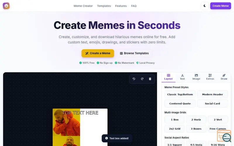 Screenshot of MemeCreator.fun