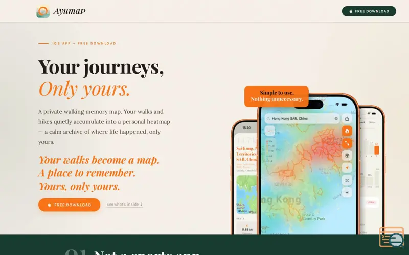 Screenshot of Ayumap — Your journeys, Only yours.