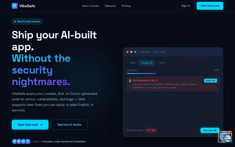 Screenshot of VibeSafe