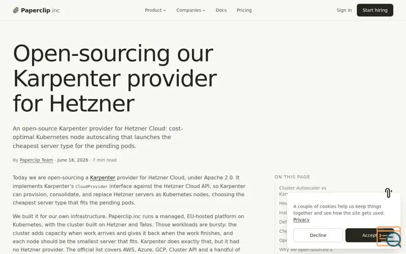 Screenshot of Karpenter Provider for Hetzner