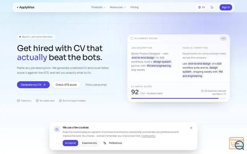 Screenshot of ApplyWise