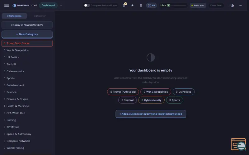 Screenshot of NewsDash.Live