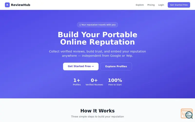 Screenshot of ReviewHub — Portable Reputation Platform