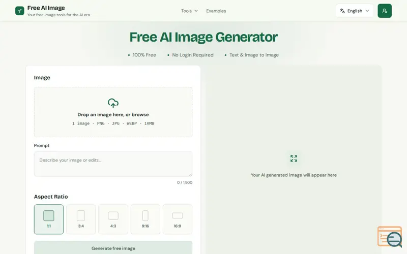 Screenshot of Free AI image tools, no signup, a launch using Aitoolzs