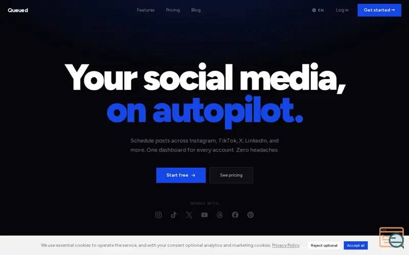 Screenshot of Queued, a launch using TikTok Domain Verification