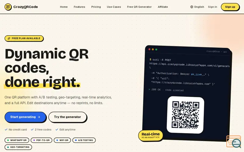 Screenshot of CrazyQRCode