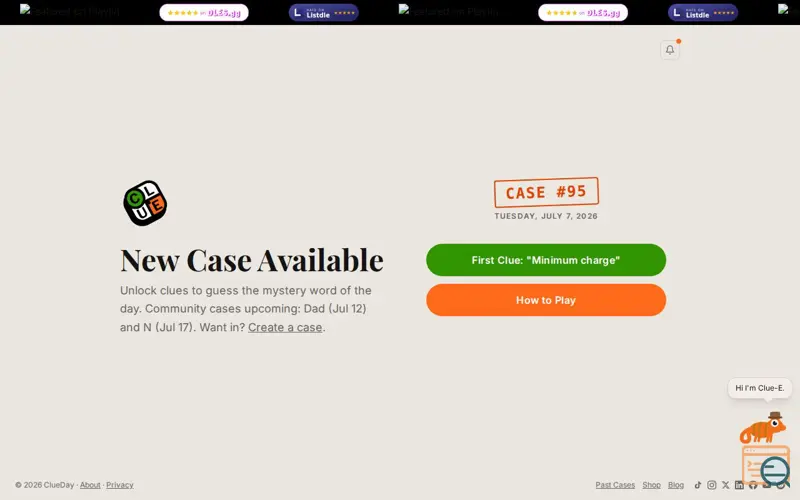 Screenshot of ClueDay