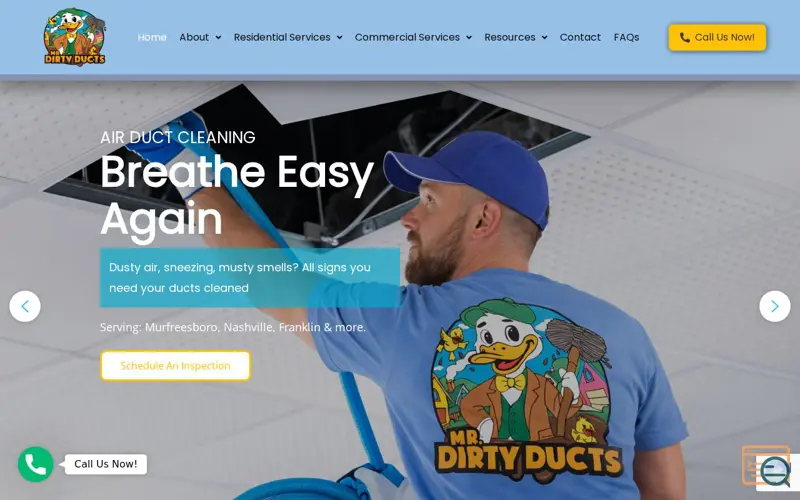 Screenshot of Mr. Dirty Ducts, a launch using PixelYourSite