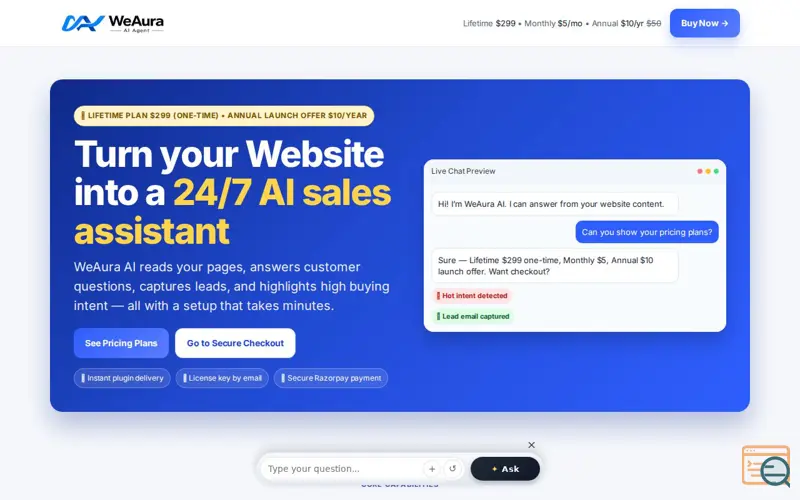 Screenshot of WeAura AI Agent