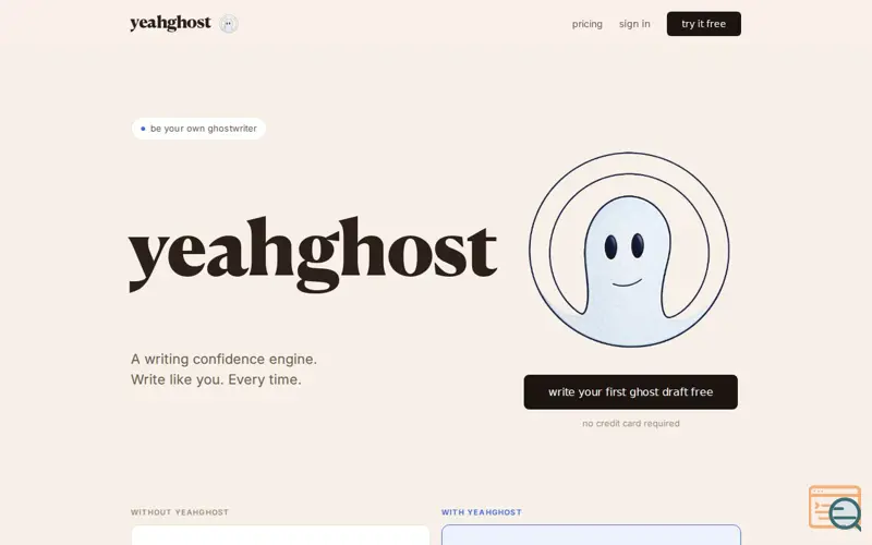 Screenshot of yeahghost — be your own ghostwriter