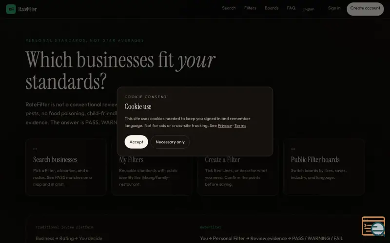 Screenshot of RateFilter