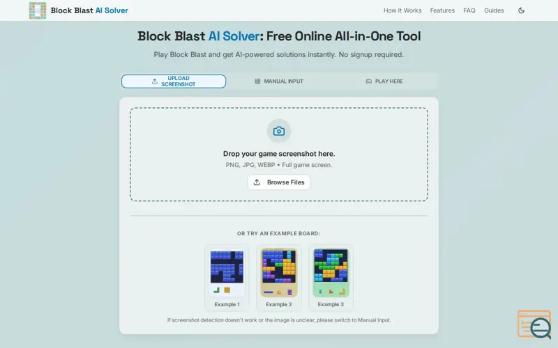 Screenshot of Block Blast AI Solver