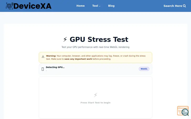 Screenshot of GPU Benchmark & Stress Test
