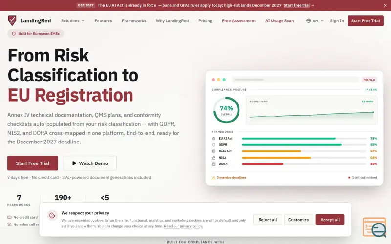 Screenshot of LandingRed