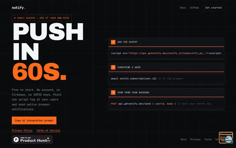 Screenshot of notify