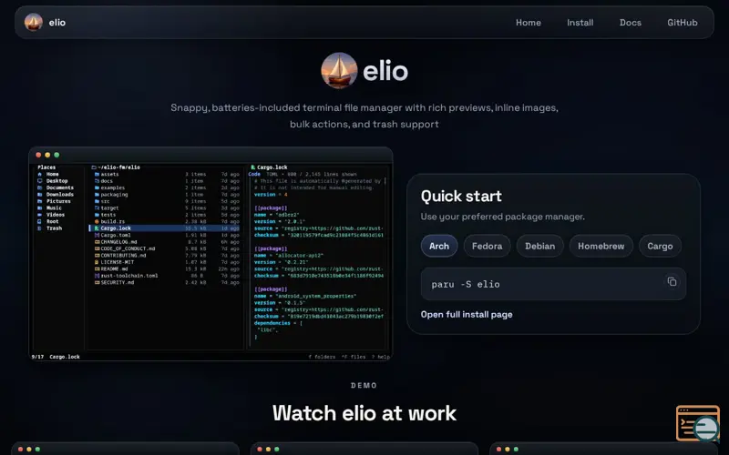 Screenshot of elio