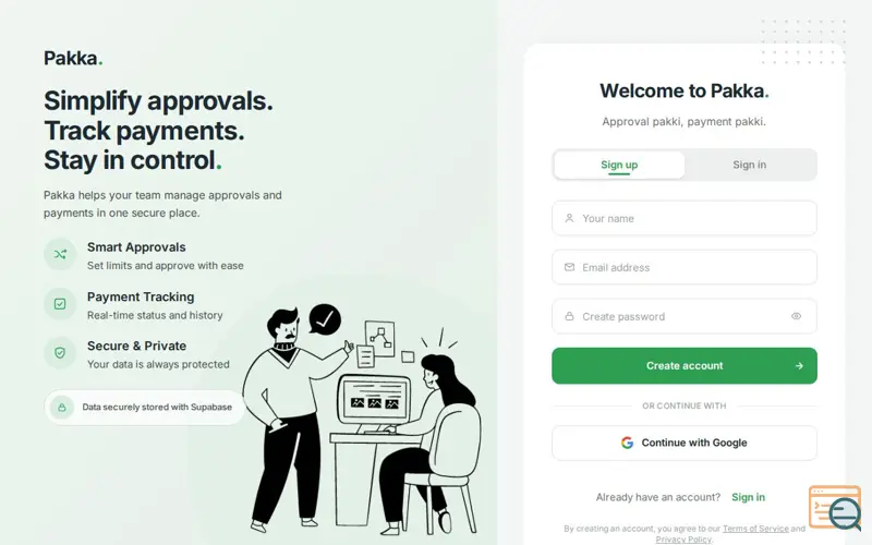 Screenshot of Pakka Approvals