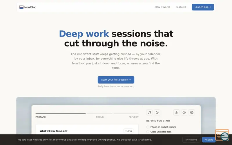 Screenshot of NowBloc