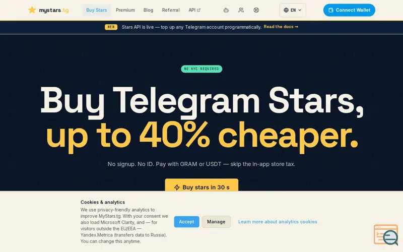Screenshot of Buy Telegram Stars - Up to 40% Cheaper