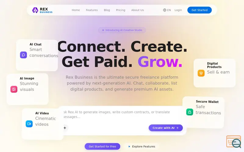 Screenshot of Rex Business
