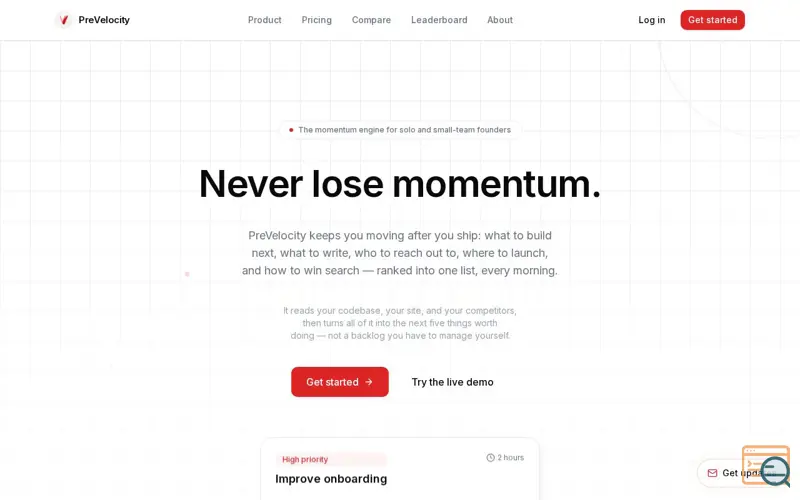 Screenshot of PreVelocity