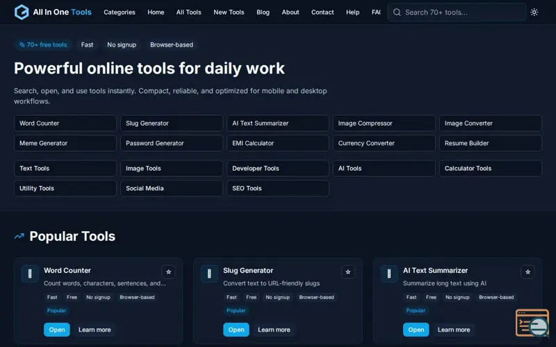 Screenshot of All In One Tools