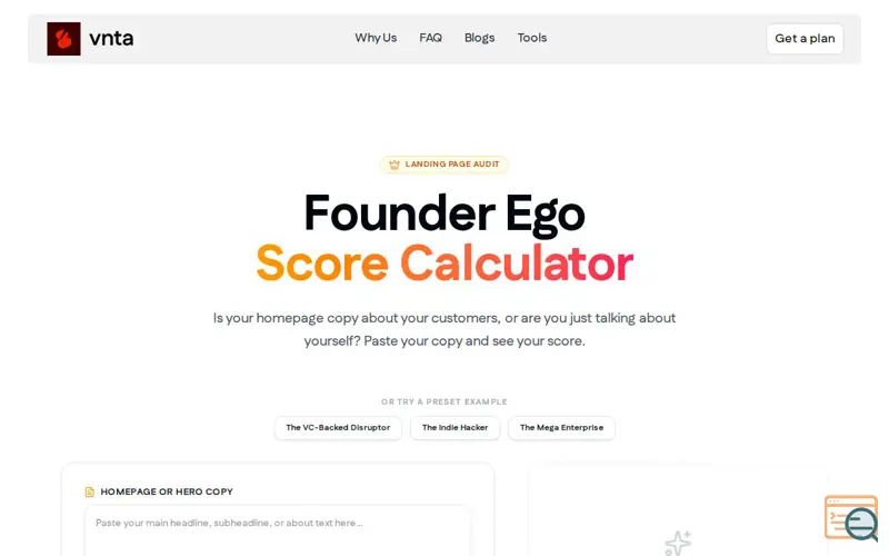 Screenshot of Free SaaS Founder Ego Checker