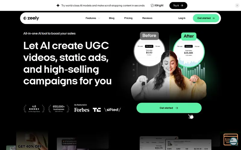 Screenshot of Zeely AI, a launch using GrowthBook