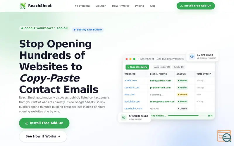 Screenshot of ReachSheet
