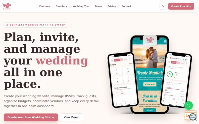 Screenshot of QuickWeds