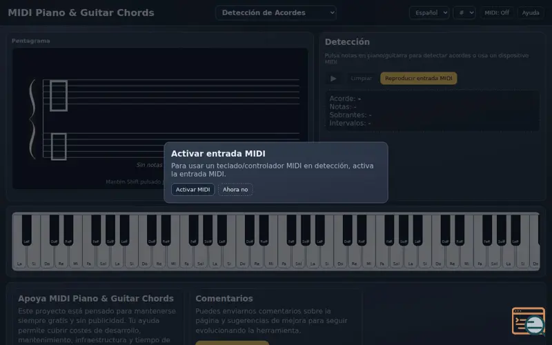 Screenshot of MIDI Piano & Guitar Chords 