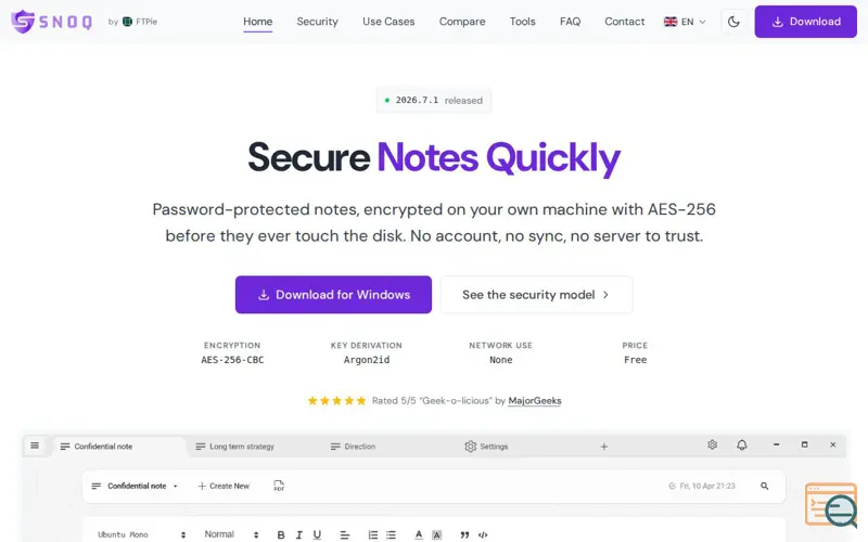 Screenshot of Snoq