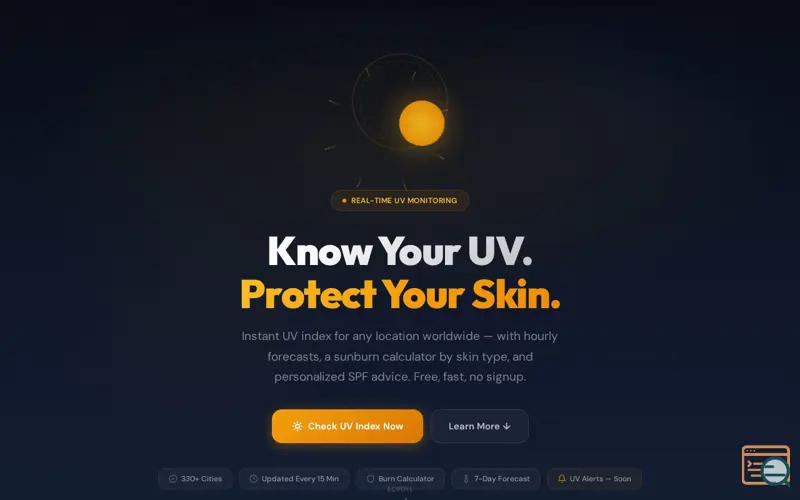 Screenshot of UV Index Now