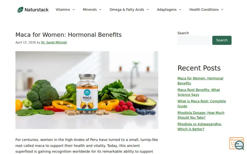 Screenshot of NaturStack — Supplements Guide