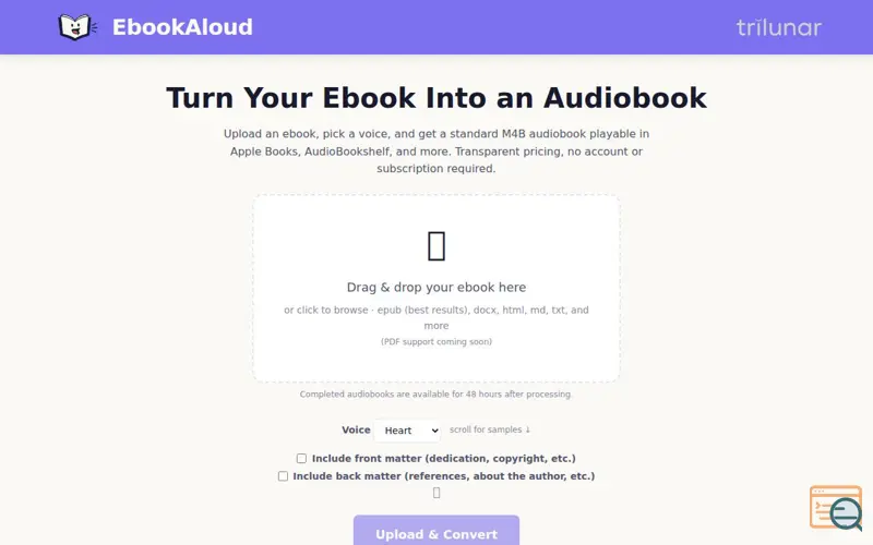 Screenshot of Ebookaloud