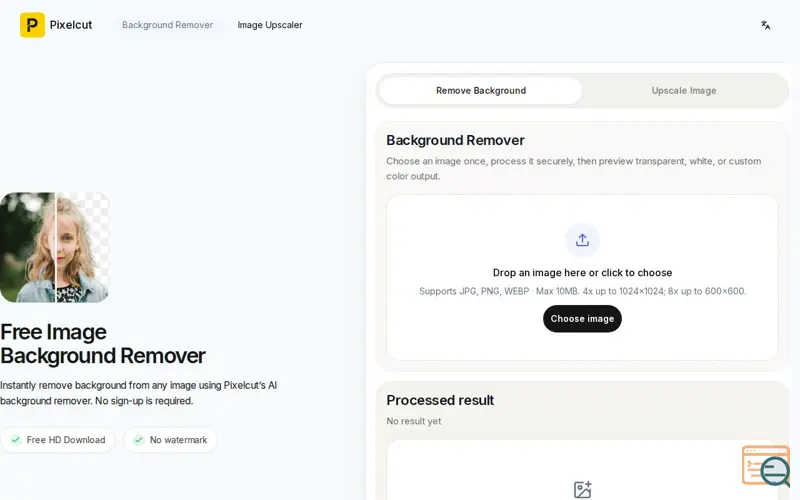 Screenshot of Pixelcut