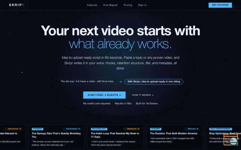 Screenshot of Skripr