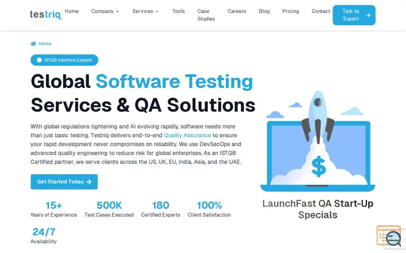 Screenshot of Testriq QA Lab
