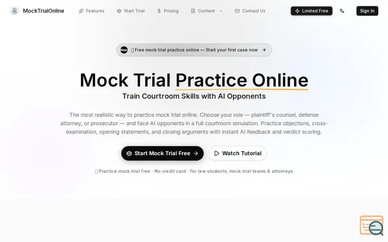 Screenshot of MockTrialOnline